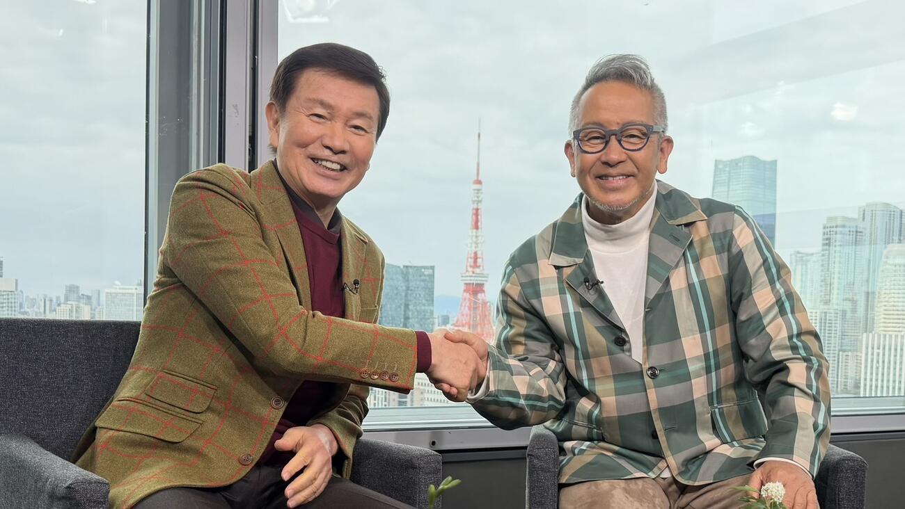森田健作（左）と宮本亞門氏