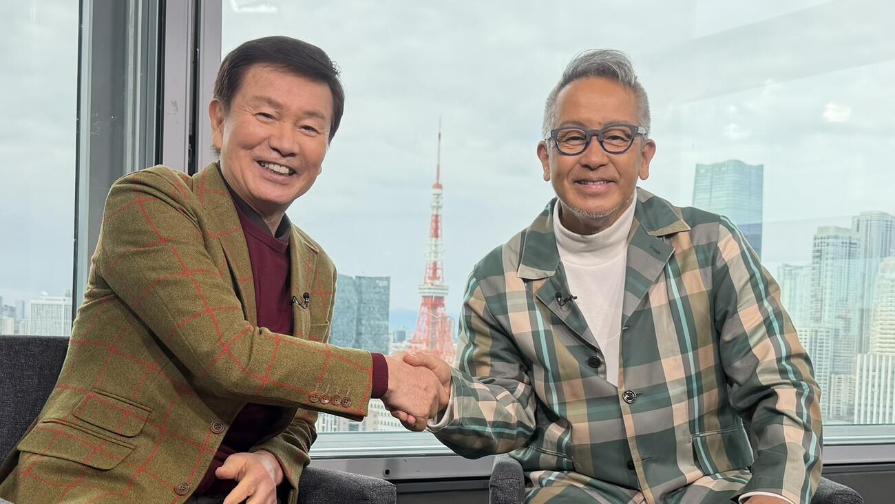 森田健作（左）と宮本亞門氏