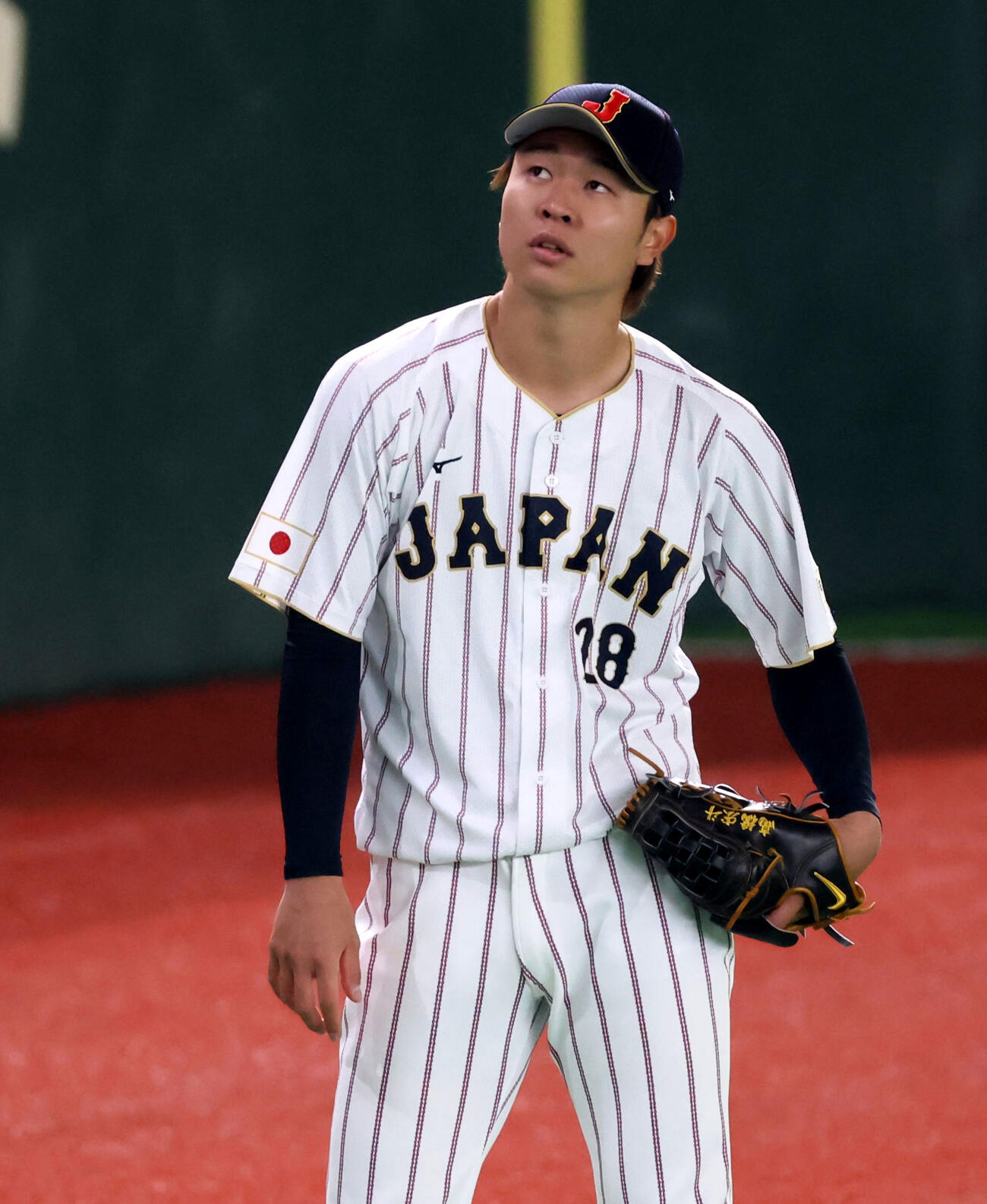 日本対チェコ　キャッチボールする侍ジャパン高橋宏（撮影・加藤哉）