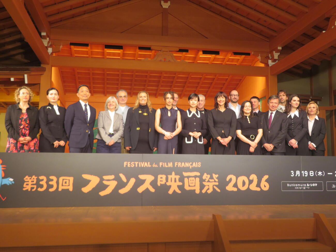 「フランス映画祭2026」オープニングセレモニーの登壇者たち（撮影・川田和博）