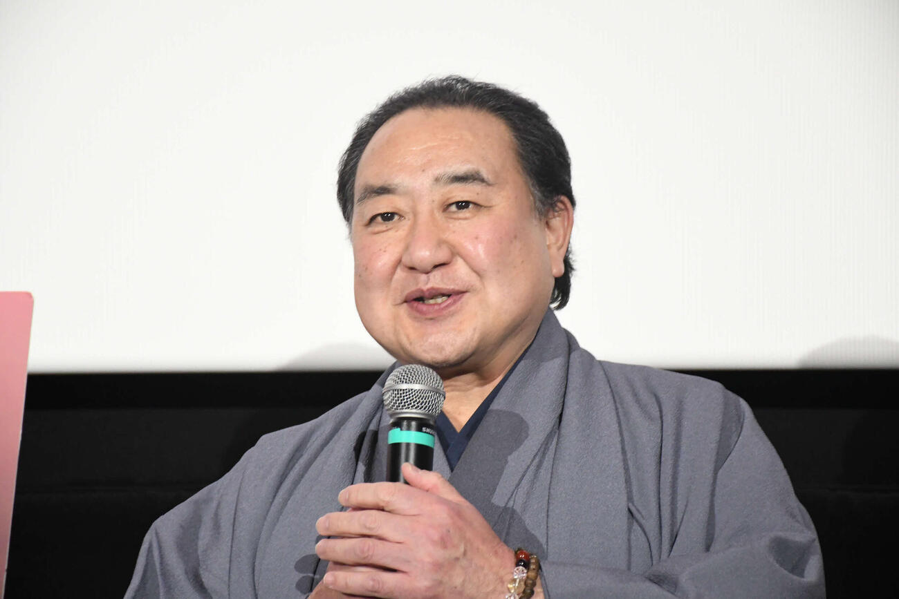 シネマ歌舞伎「曽根崎心中」の舞台あいさつ付き完成披露上映会に出席した中村鴈治郎（撮影・阪口孝志）