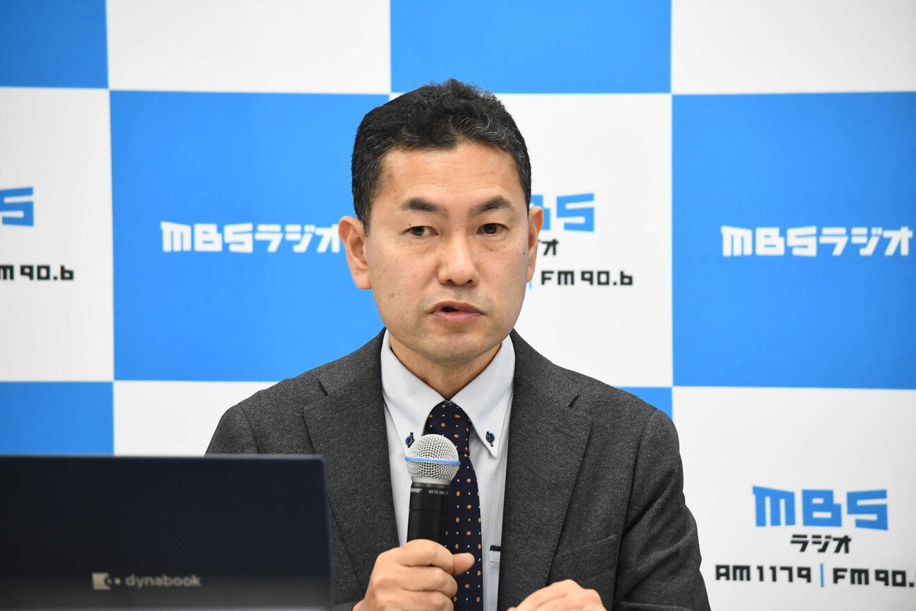 MBSラジオの虎松英樹編成局長（撮影・阪口孝志）