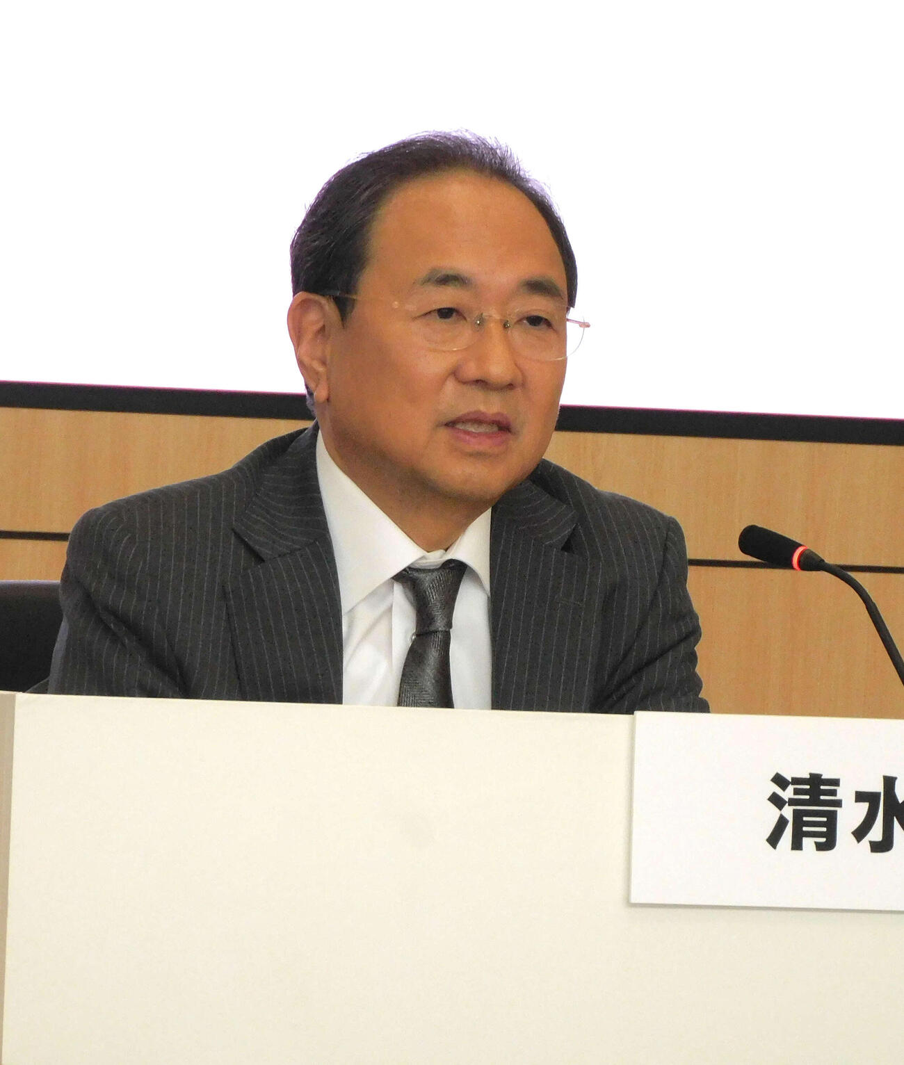 3月度会見を行ったフジテレビの清水賢治社長