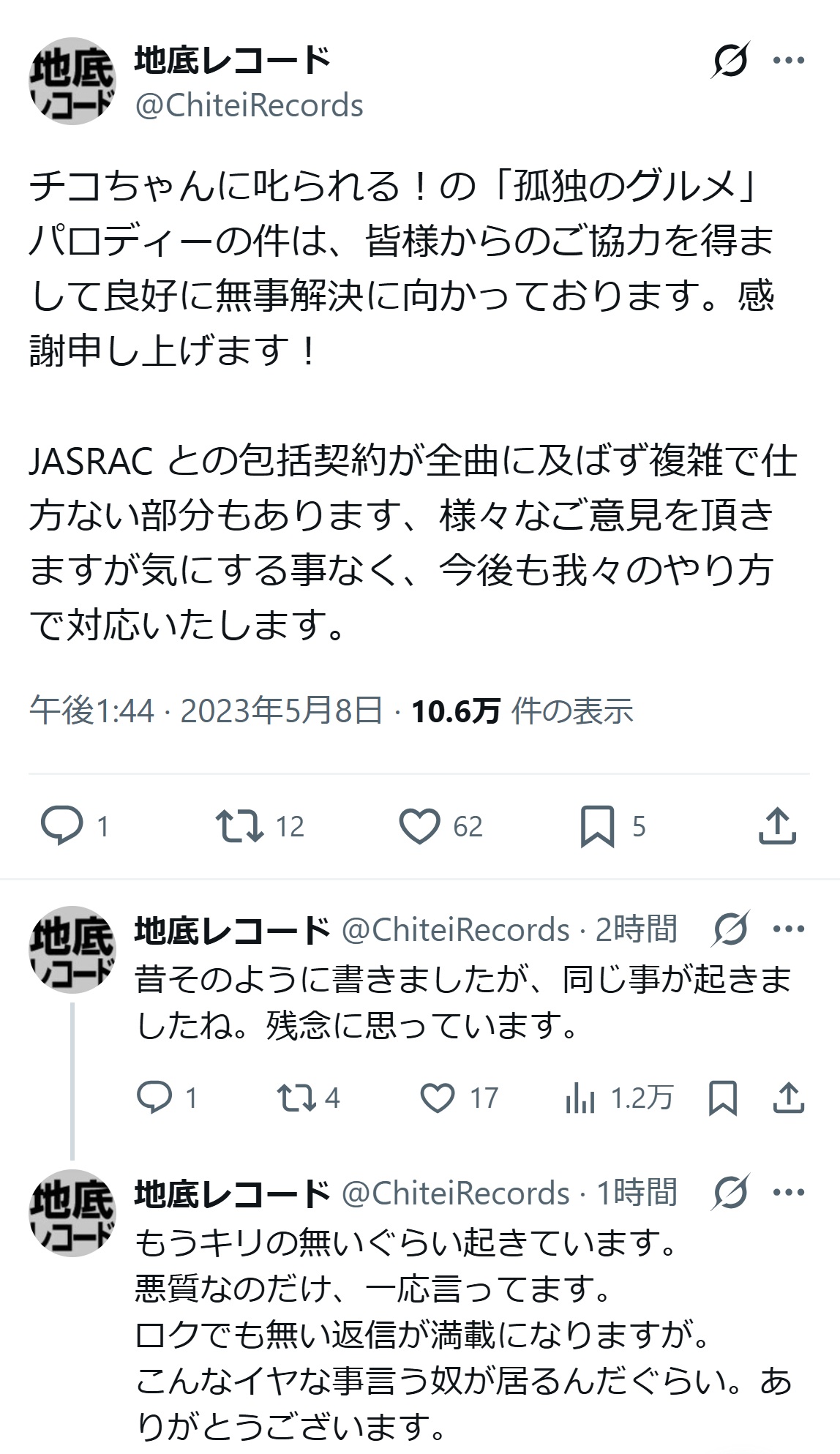 地底レコードのXから