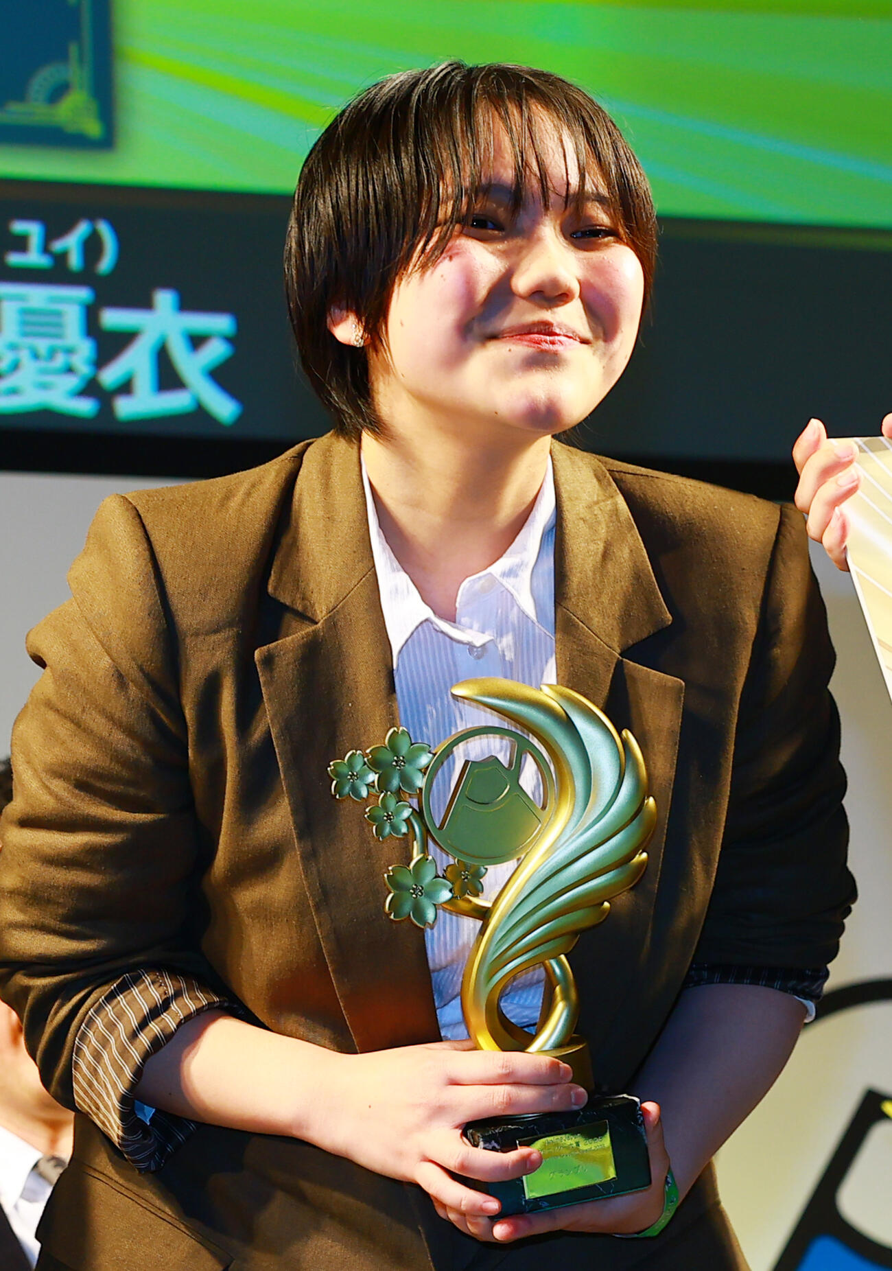 「AnimeJapan　新人クリエイター大賞　2026」でグランプリを受賞した「POLICE MEN」の京都精華大・原優衣さん（撮影・野上伸悟）
