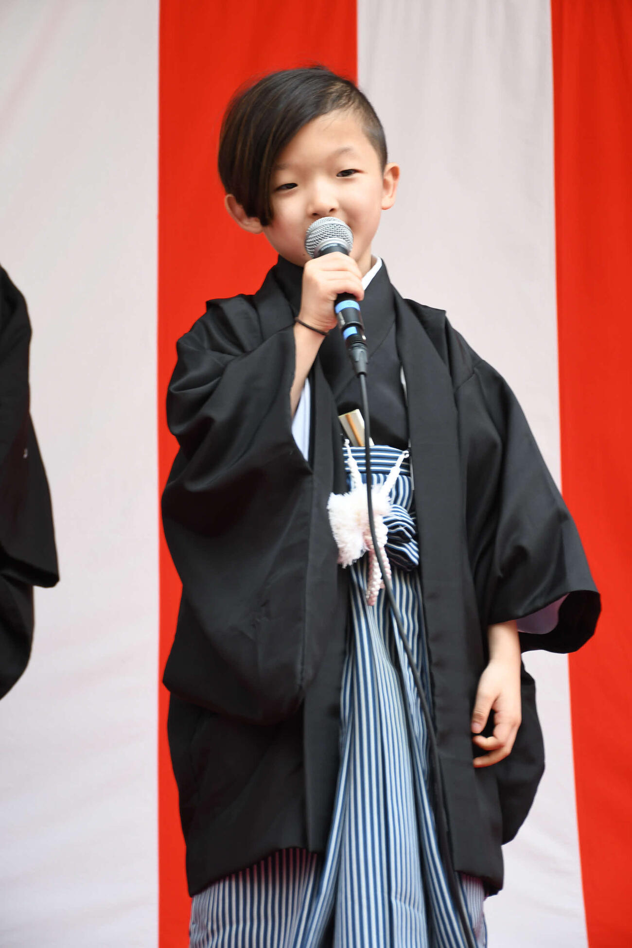 大阪松竹座さよなら公演を前にあいさつする中村陽喜（撮影・阪口孝志）