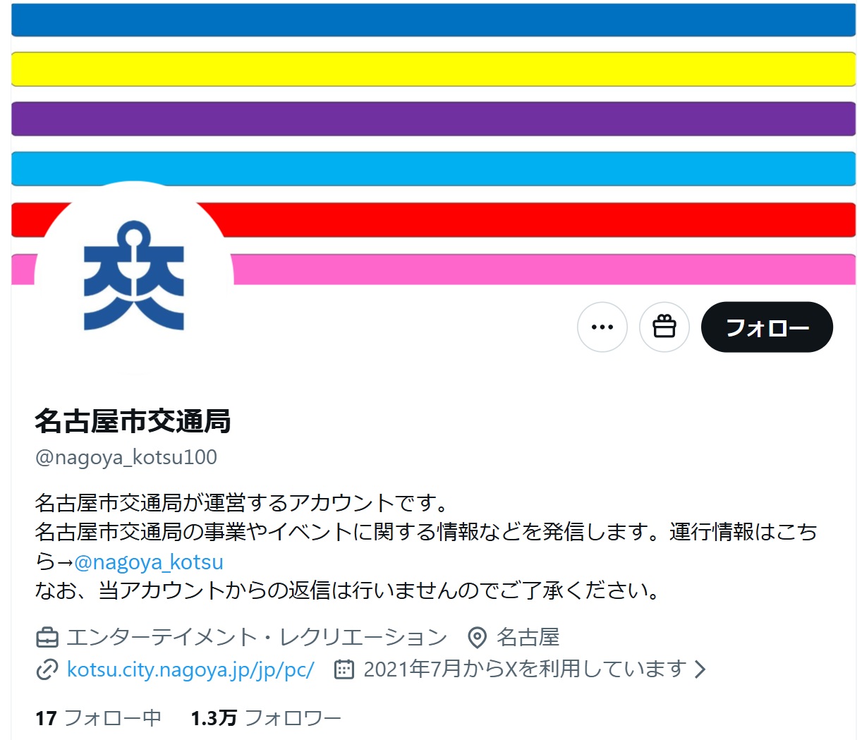 名古屋市交通局の公式Xから