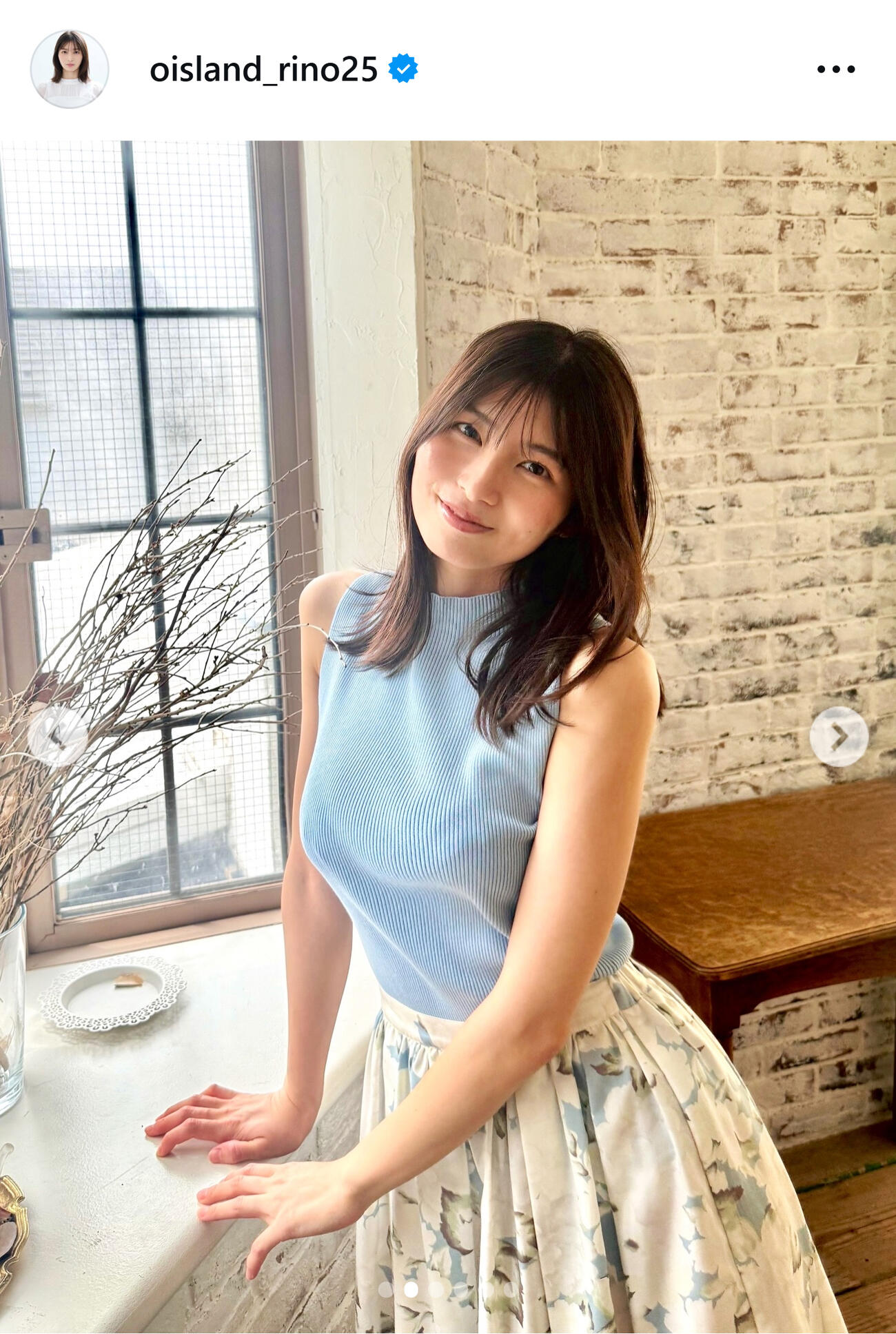 ランジェリーショット公開した大島璃乃（大島璃乃のインスタグラムから）