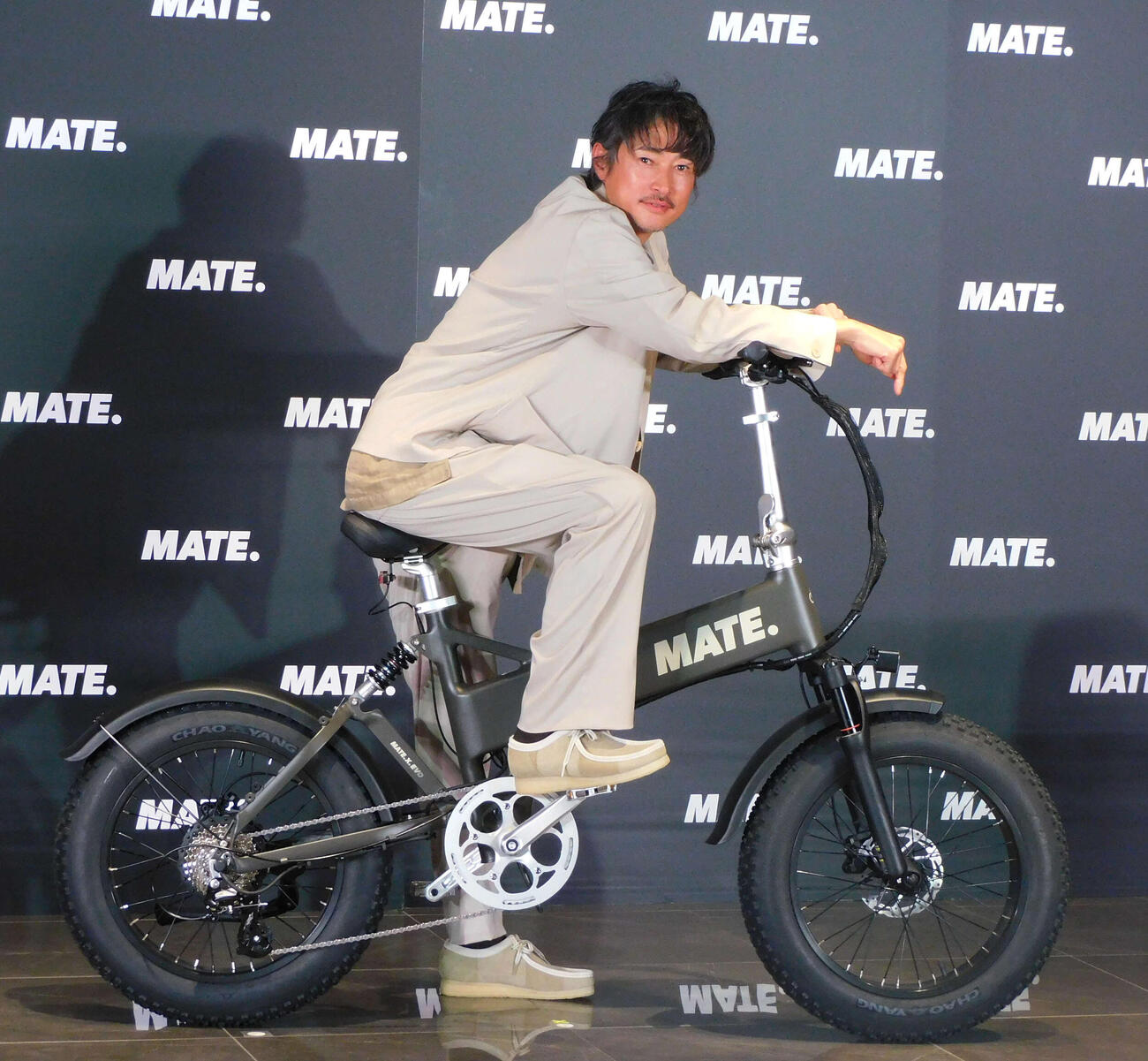 MATE．BIKE記者発表会に登壇した窪塚洋介（撮影・寺本吏輝）