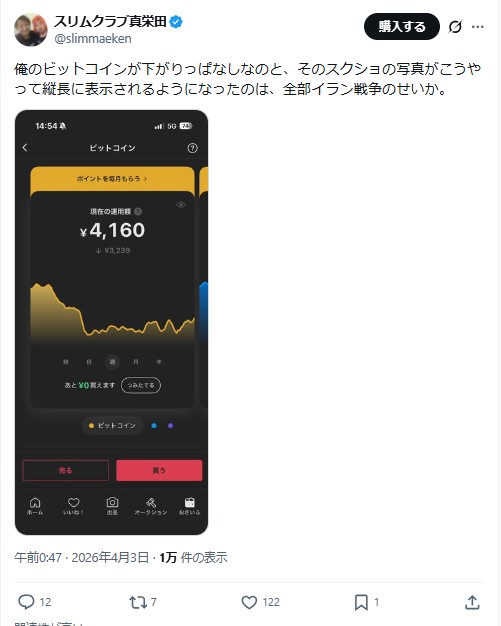 スリムクラブ真栄田のXから