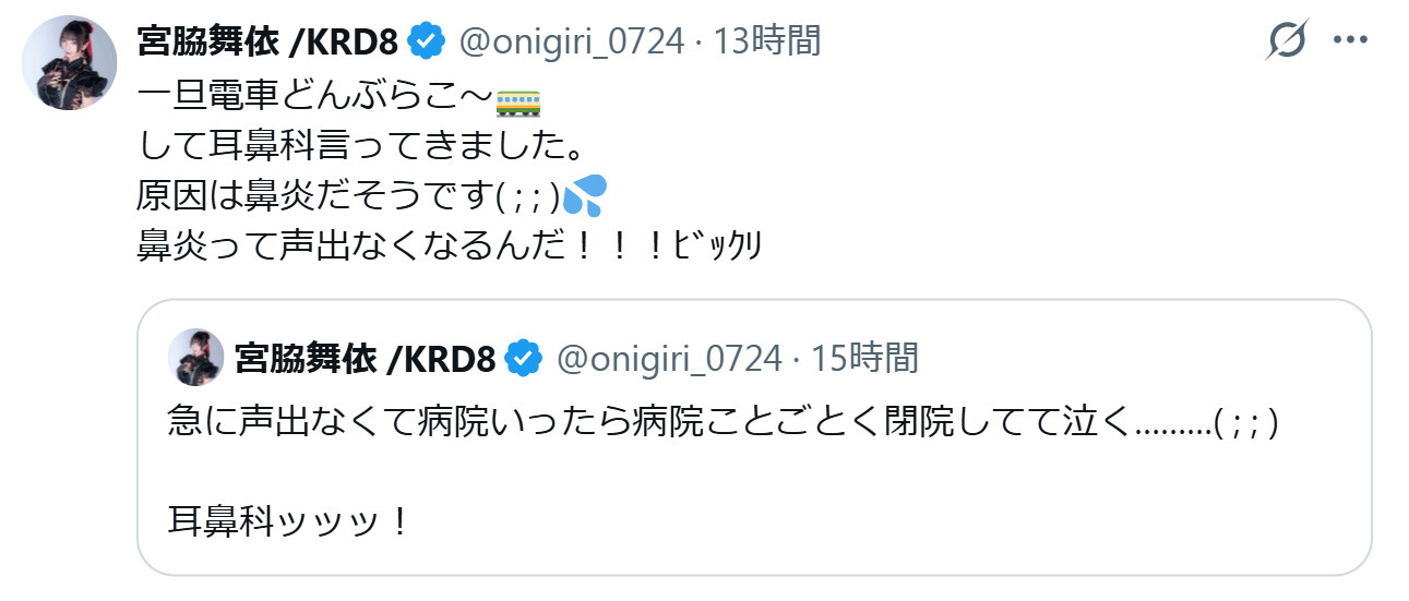 宮脇舞依のXから