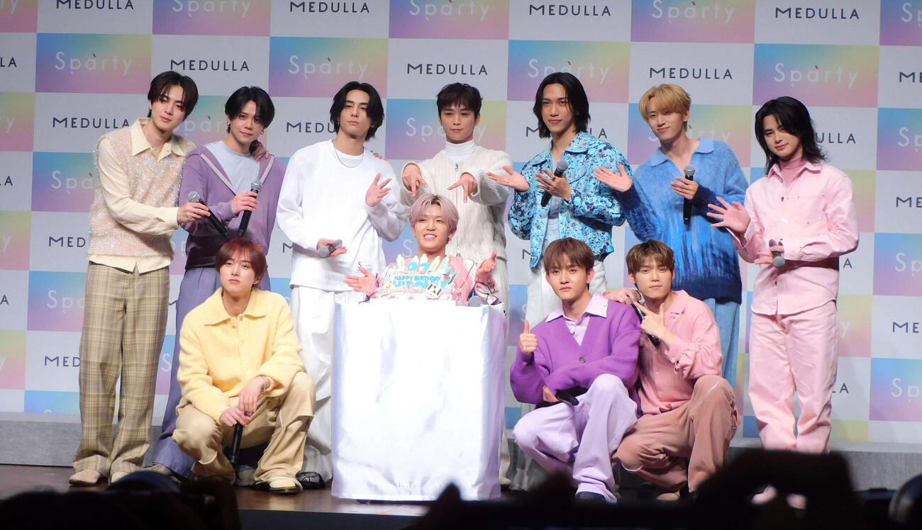 「MEDULLA」新CM発表会に登壇したINI（撮影・寺本吏輝）