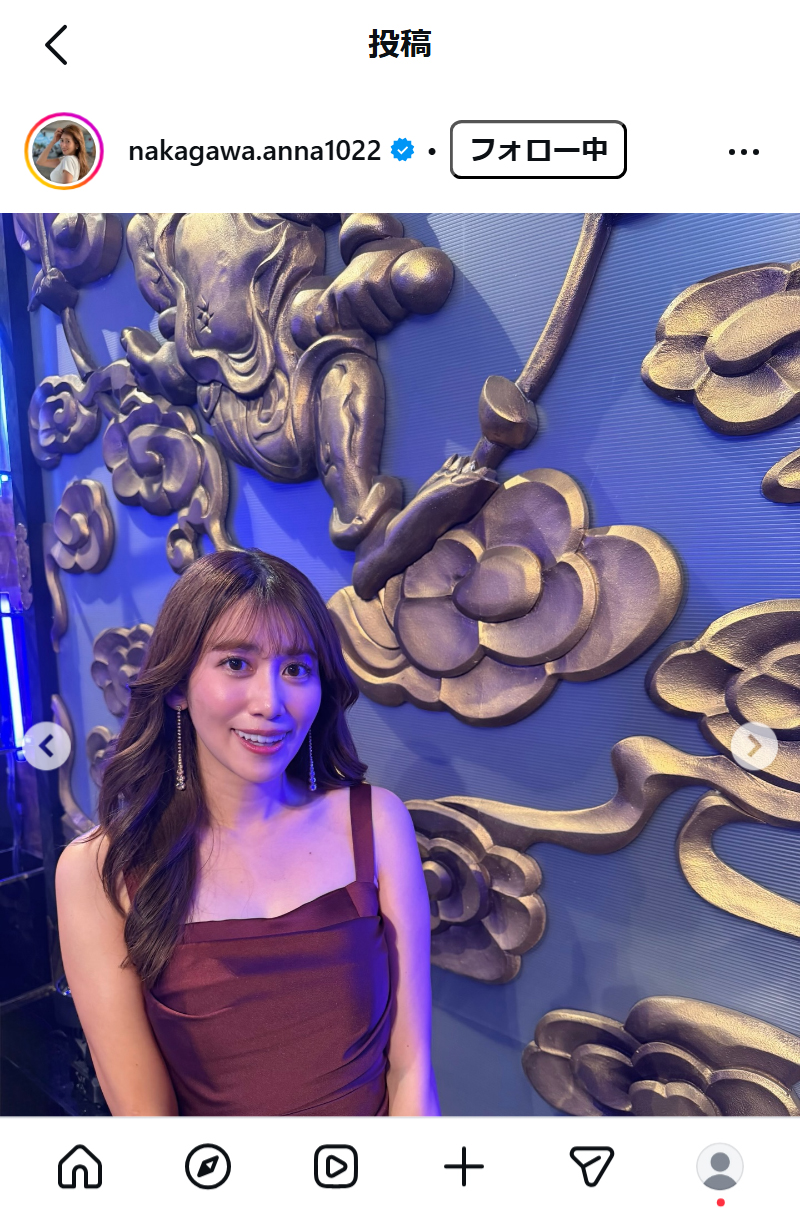 中川安奈のインスタグラムから
