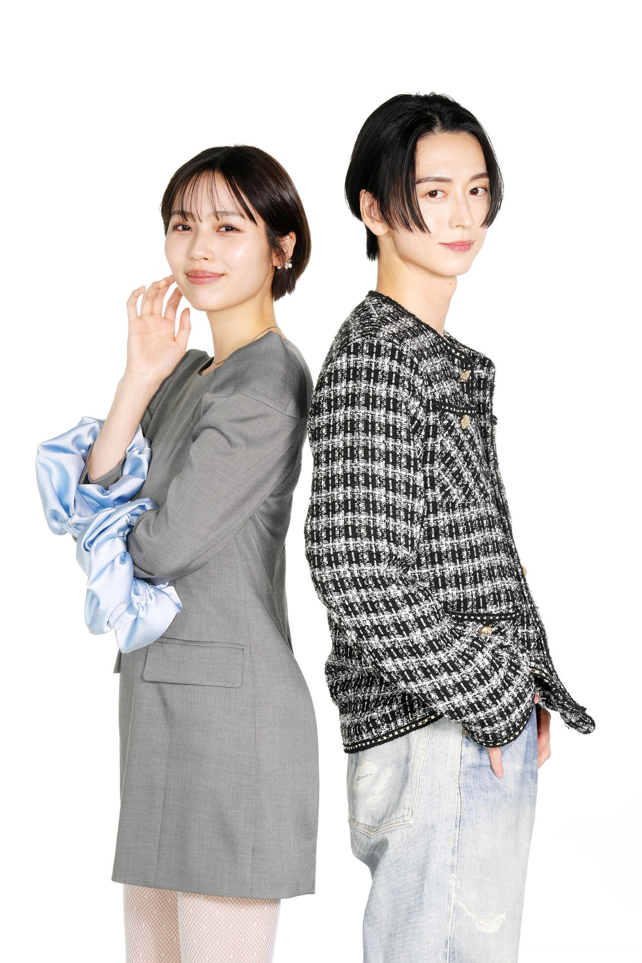 フジテレビの連続ドラマ「share」にダブル主演する秋田汐梨（左）と池田匡志（撮影・江口和貴）