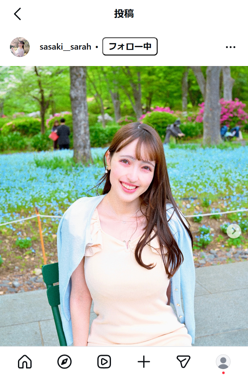佐々木沙羅アナのインスタグラムから