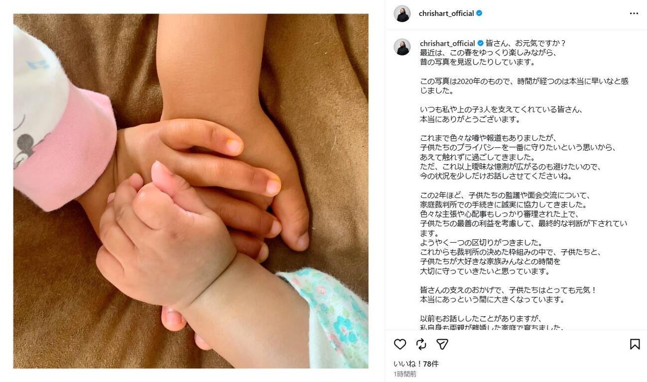 クリス・ハートのインスタグラムから