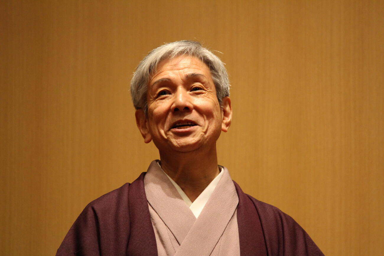 「話芸の真髄～上方落語×イタリア独白劇」の記者発表に出席した桂米團治