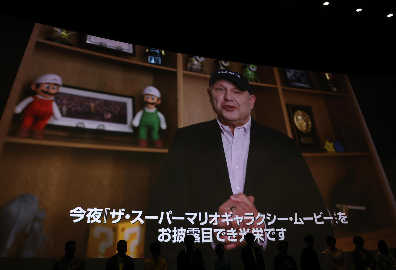 ジャパンプレミア試写にビデオメッセージを送ったクリス・メレダンドリ氏（撮影・増田悦実）