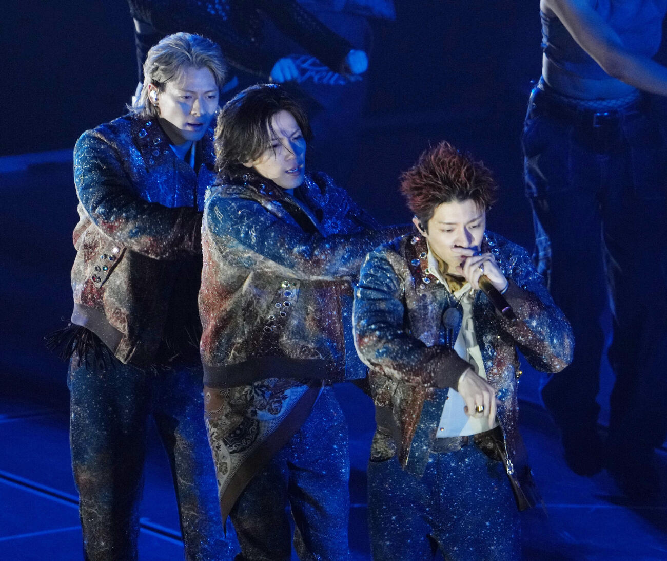 toHEROes～TOBE 3rd Super Live～　華麗なパフォーマンスでファンを魅了するNumber＿i左から平野紫躍、神宮寺勇太、岸優太（撮影・森本幸一）＝2026年4月20日バンテリンドームナゴヤ