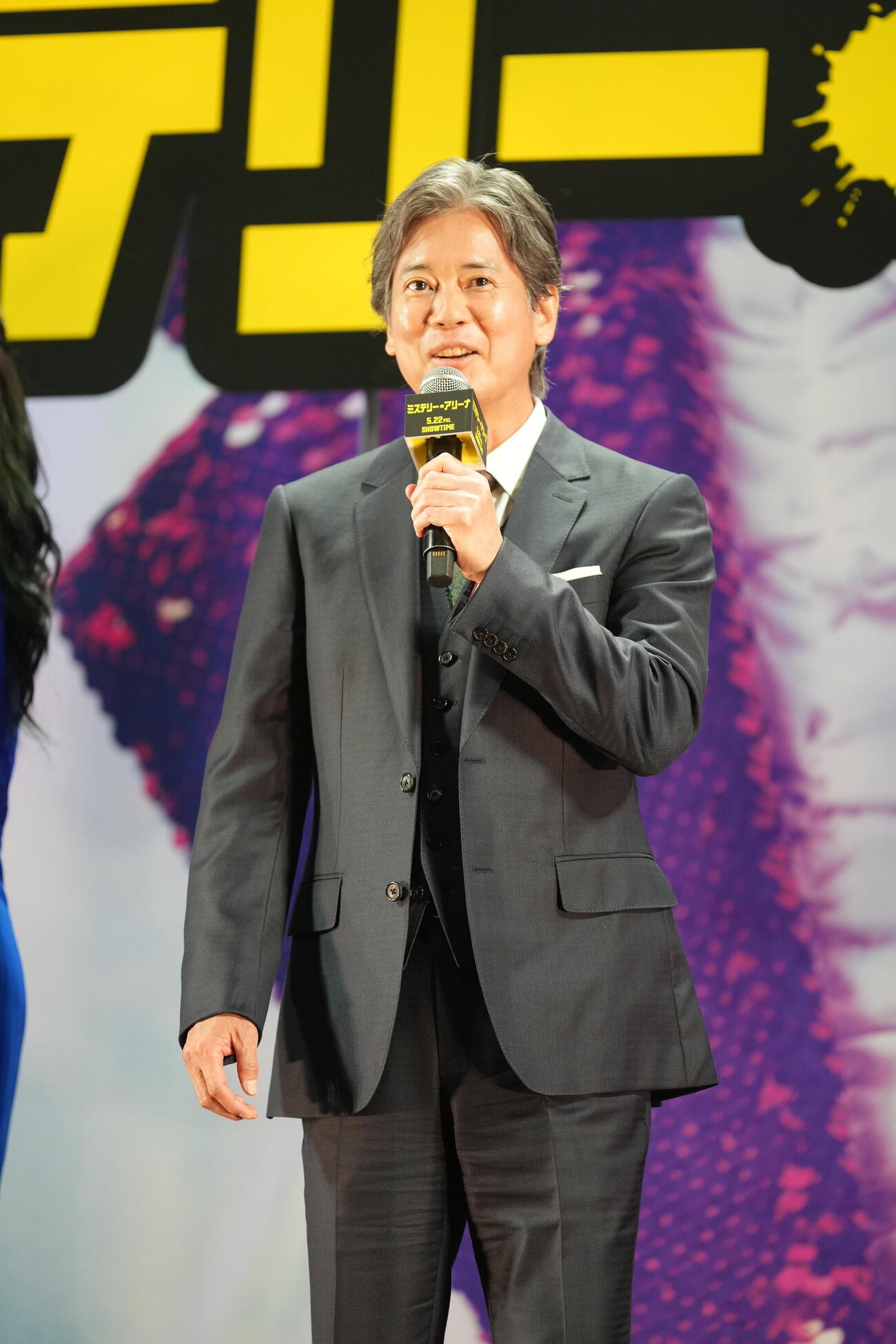 映画「ミステリー・アリーナ」完成披露試写会で舞台あいさつする唐沢寿明（撮影・小沢裕）