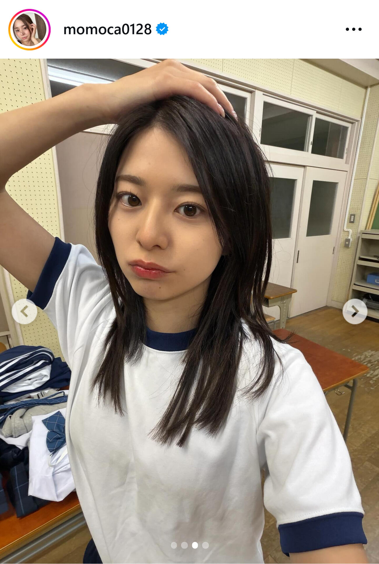 体操服姿の兼清萌々香（兼清萌々香のインスタグラムから）