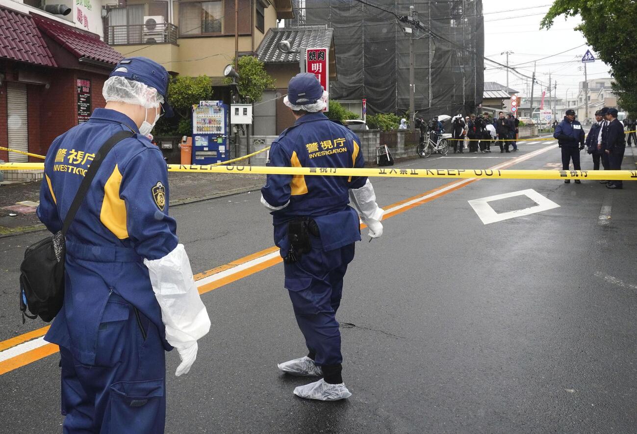 高校生が男にハンマーで殴られた現場付近（共同）