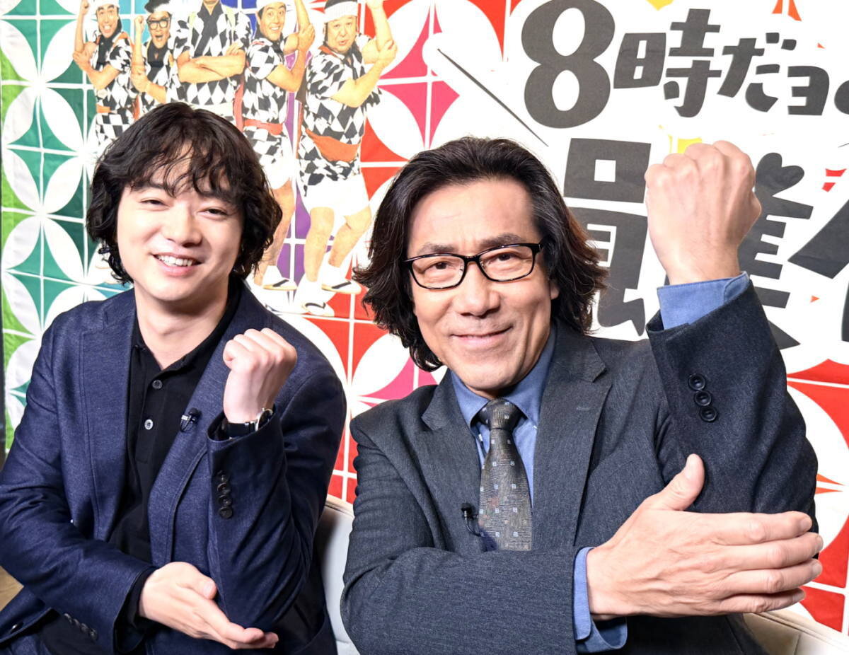 4日放送の「今夜復活！！8時だョ！全員集合」に出演する染谷将太（左）と岸谷五朗（C）TBS