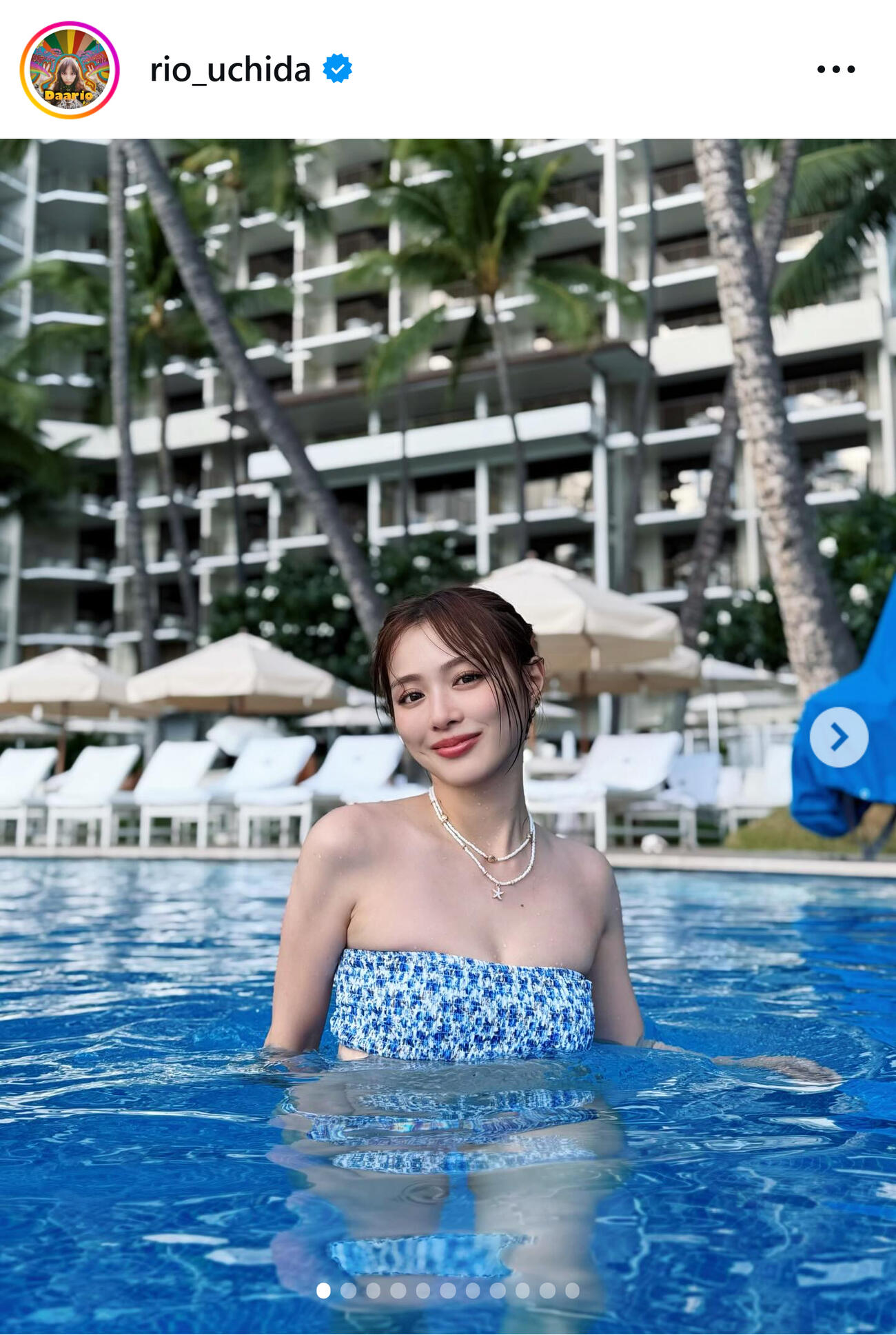 水着姿の内田理央（内田理央のインスタグラムから）