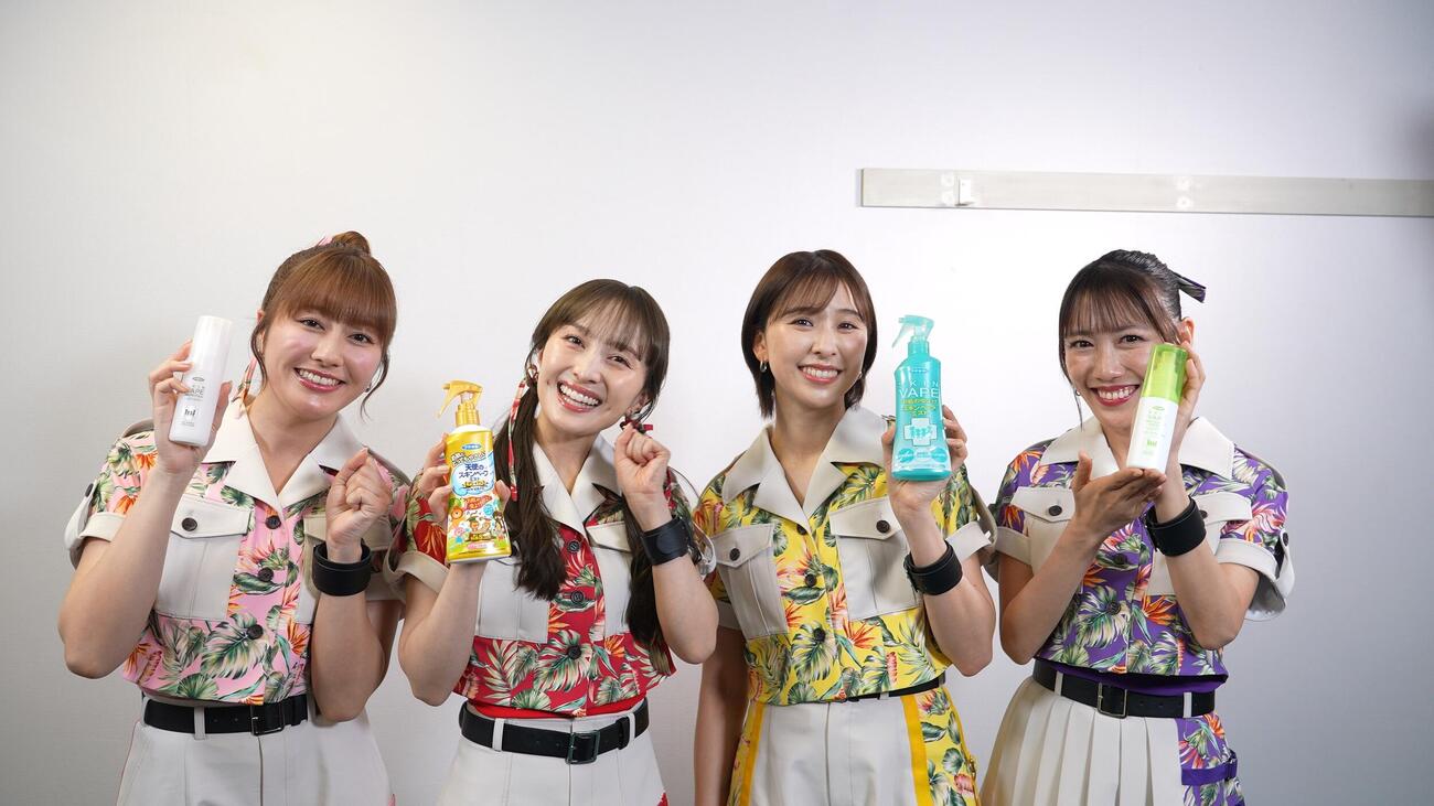 フマキラーのスキンベープシリーズの新CM「みんなのムチューを応援！」篇に8日から出演する、ももいろクローバーZ