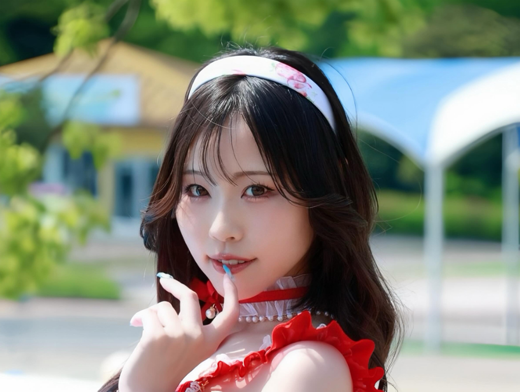 イチゴ柄ビキニショットを公開した有栖未桜（有栖未桜のインスタグラムから）