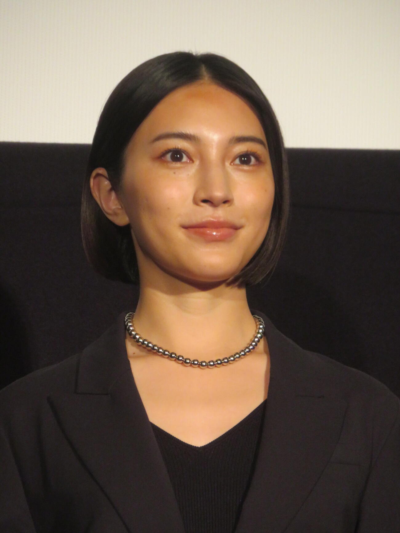 映画「祝山」完成披露舞台あいさつに出席した久保田紗友（撮影・川田和博）