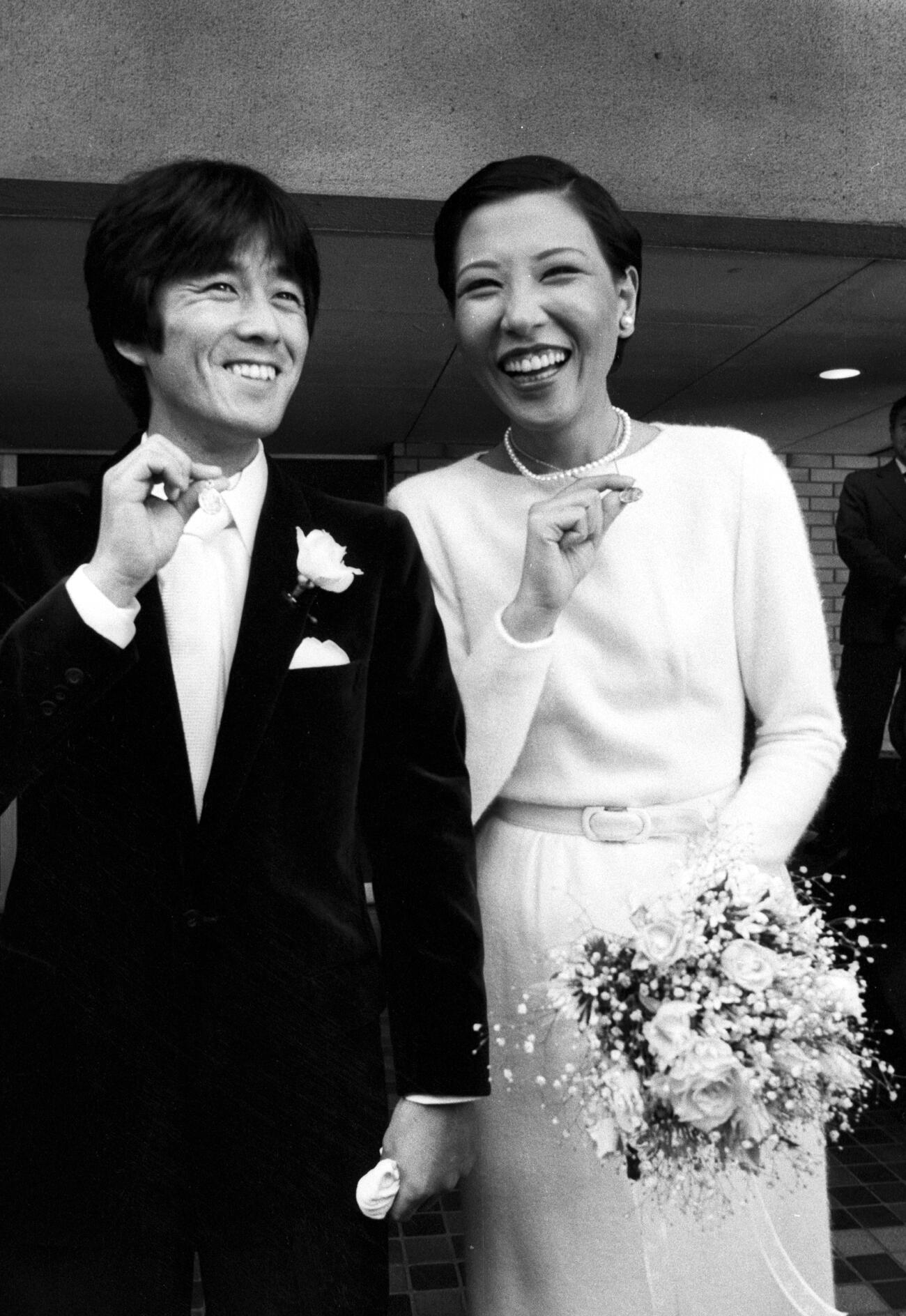 81年10月　結婚式を挙げた和田アキ子と浩司さん