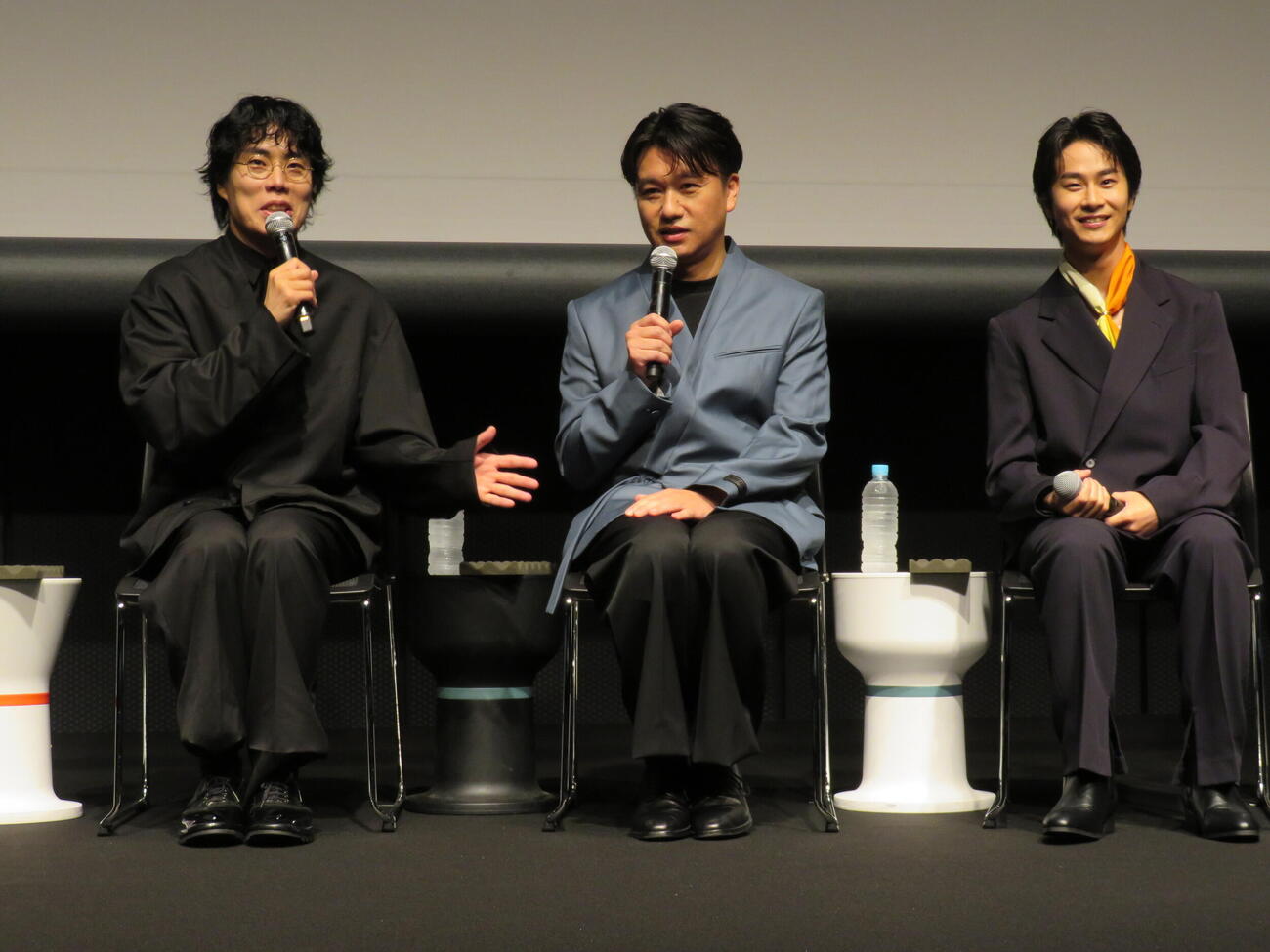 短編映画「BREAK SHOT」ショートショート　フィルムフェスティバル＆アジア2026特別上映会に登壇した、左からくるま、児玉智洋、前田旺志郎（撮影・村上幸将）