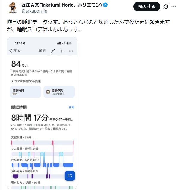堀江貴文氏のXから