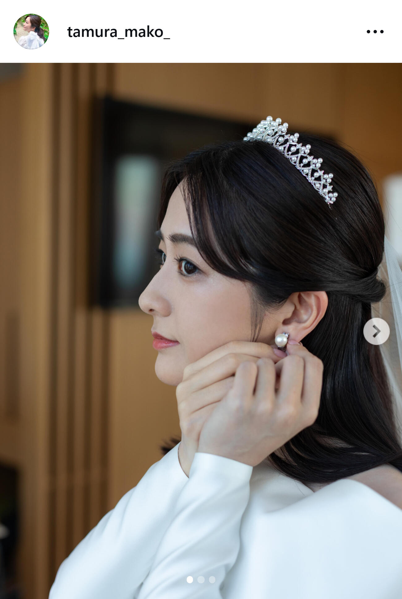 ゴージャスウェディングドレス姿のTBS田村真子アナ（田村真子アナのインスタグラムから）