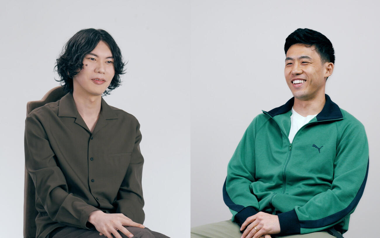 NHK総合「米津玄師×遠藤航　NHKサッカーテーマ　SPECIAL対談」に出演する遠藤航と米津玄師