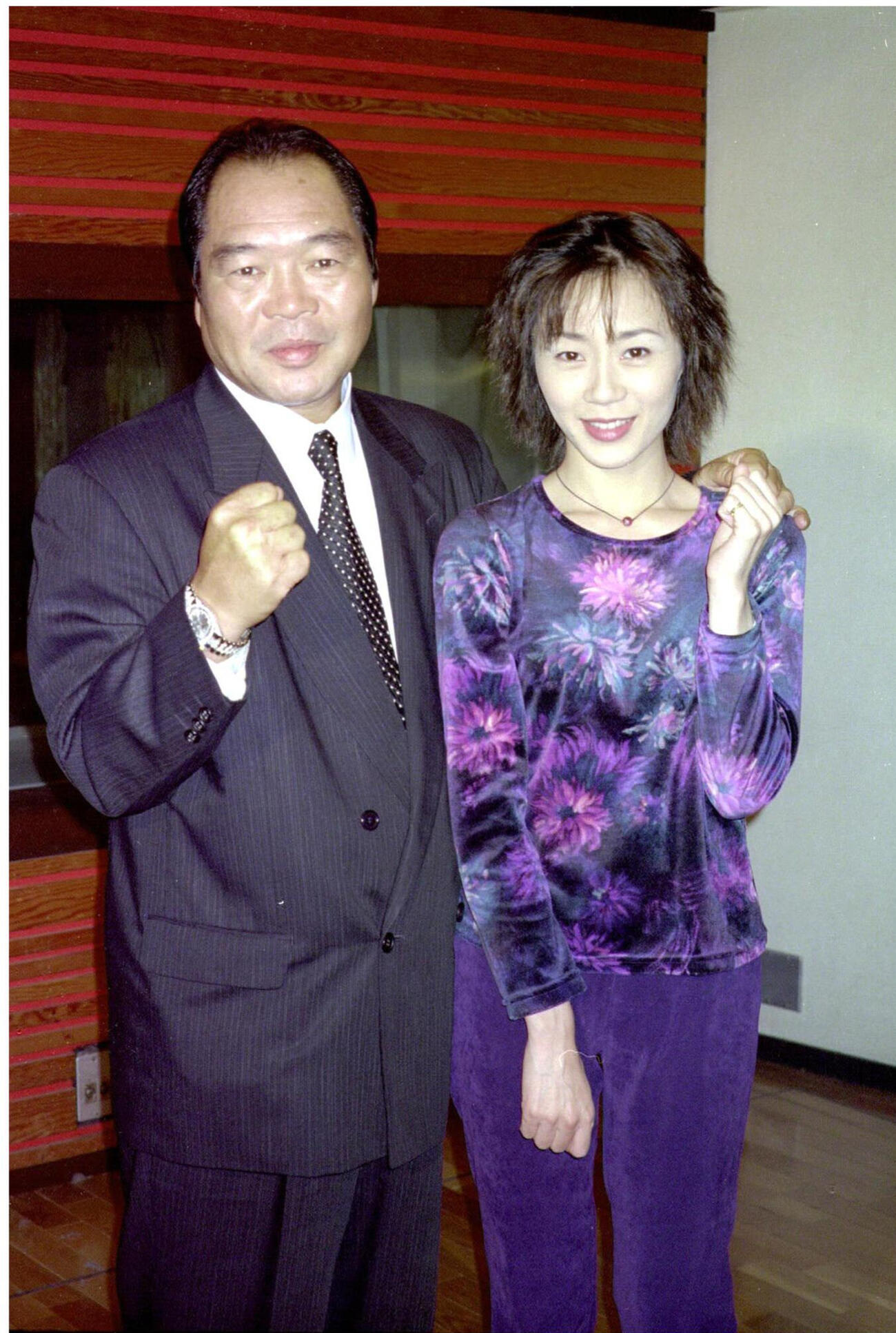 ガッツ石松さん（左）と娘の鈴木佑季（1997年9月撮影）