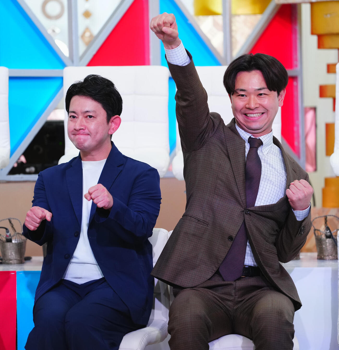 「ダブルインパクト2026」のファイナリストに選ばれたダンビラムーチョの大原優一（左）と原田フニャオ（2026年6月撮影）