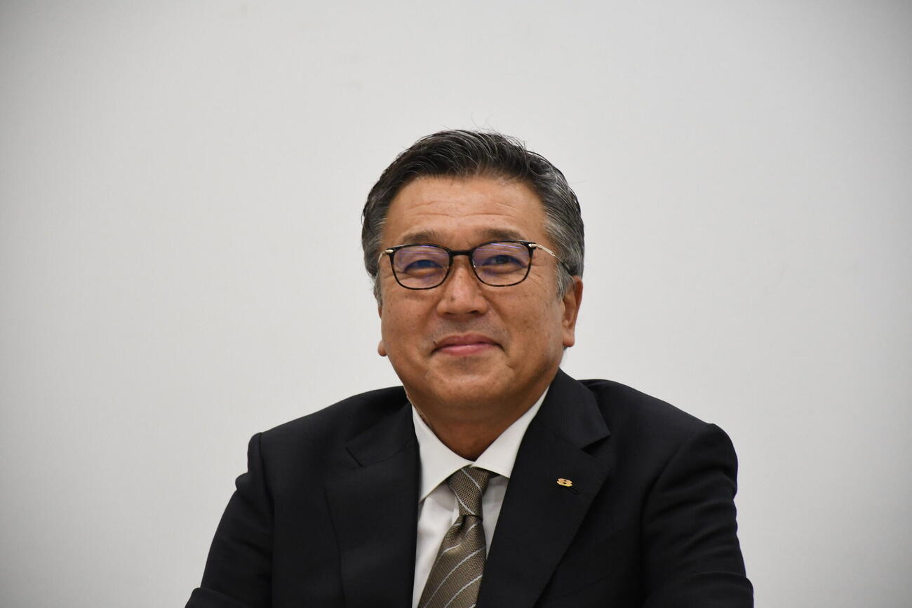 夏季社長記者会見に出席した関西テレビの岡宏幸社長（撮影・阪口孝志）