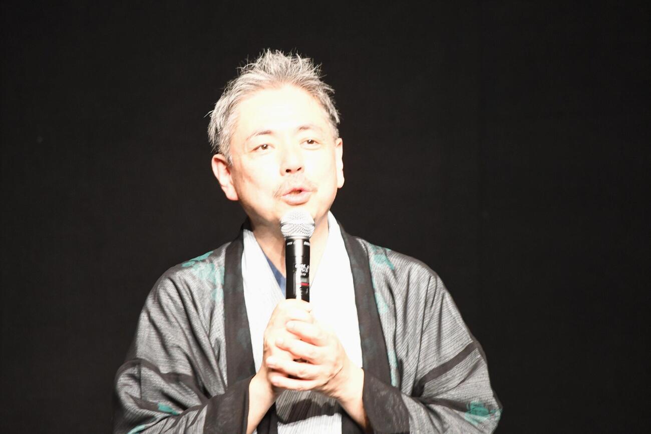 独演会「落語で伝えたい想い　第12作『それゆけ、タイガース！』」の大阪公演千秋楽に出演した桂春蝶（撮影・阪口孝志）