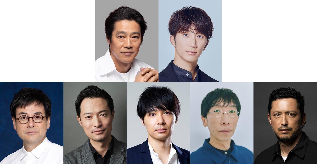 舞台「グレンギャリー・グレンロス」出演者、上段左から堤真一、濵田崇裕、下段右から鈴木浩介、前川泰之、岩瀬亮、小松和重、池内博之