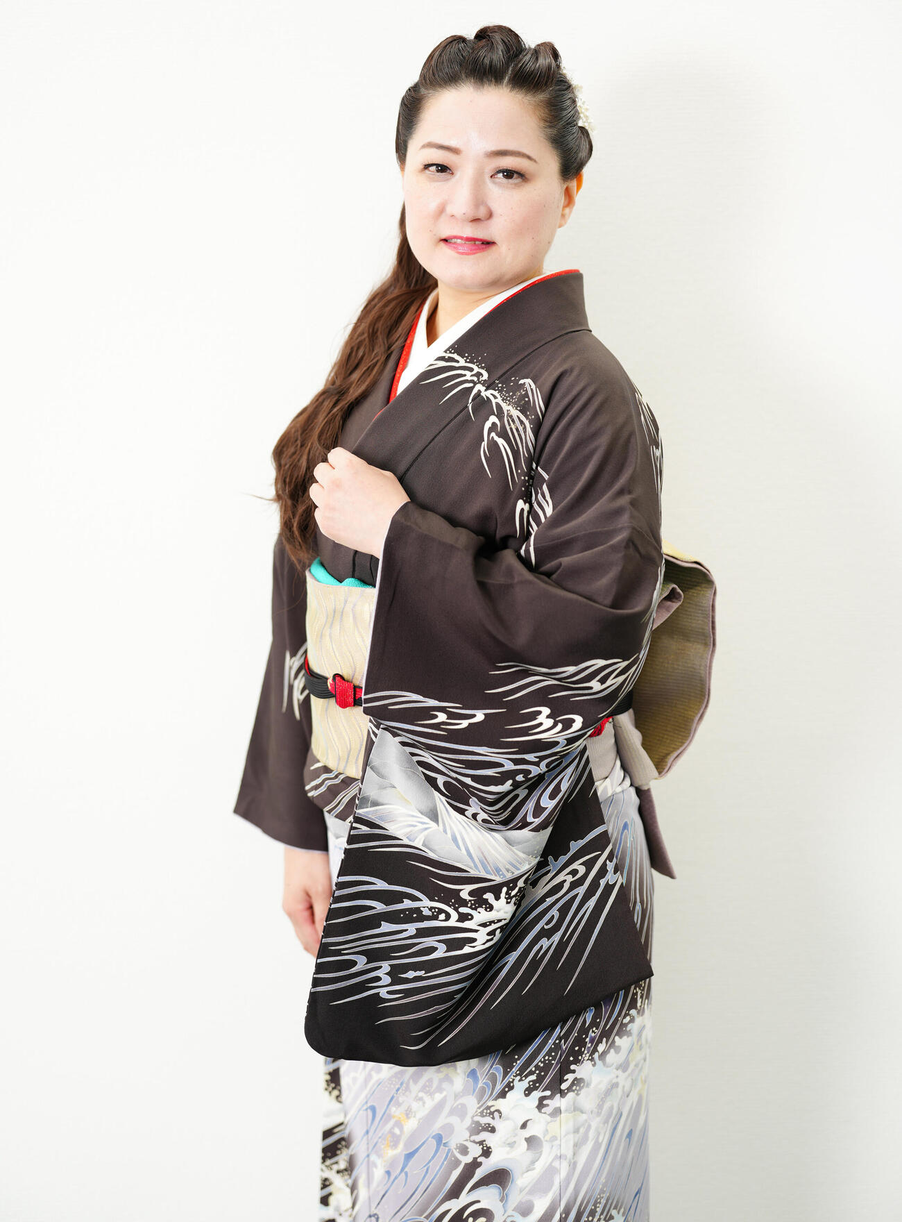 新曲「流氷海峡／佐渡の港で待ってます」について語った竹川美子（撮影・鈴木みどり）