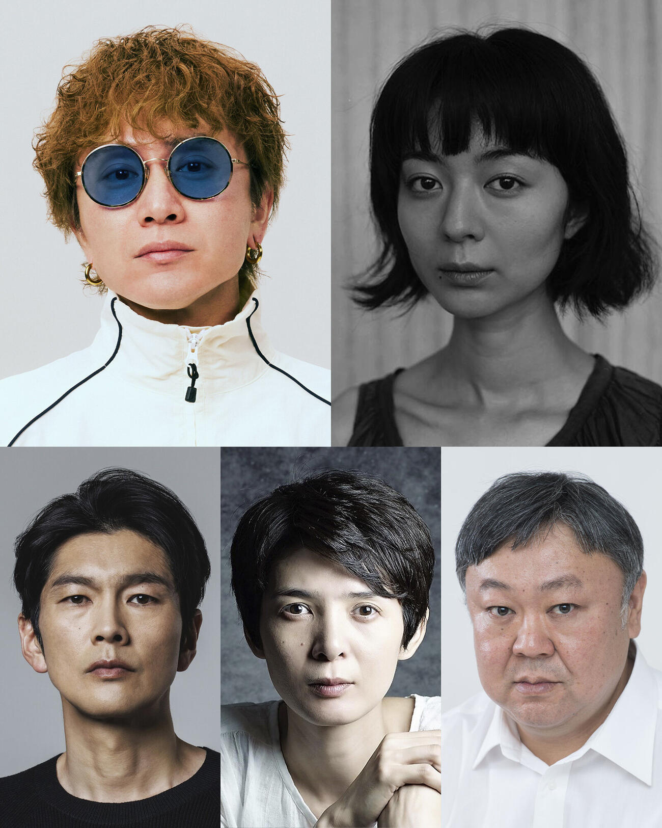 舞台「髪結いの亭主」に出演するキャスト陣、上段左から安田章大、中村映里子、下段左から丸山智己、占部房子、村木仁