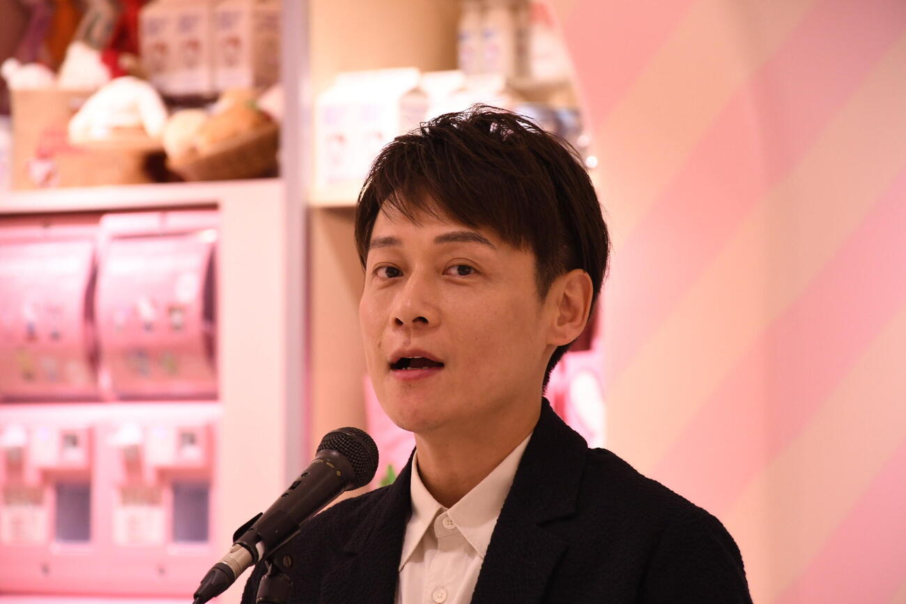 「sanrio house」ルクア大阪店オープン記念イベントに出席した大吉洋平アナウンサー（撮影・阪口孝志）