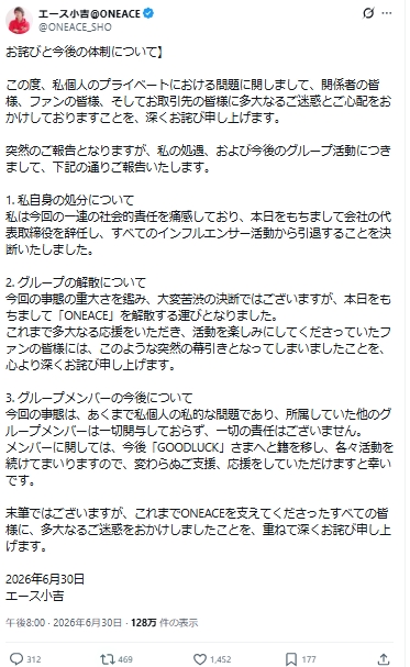 エース小吉のXから