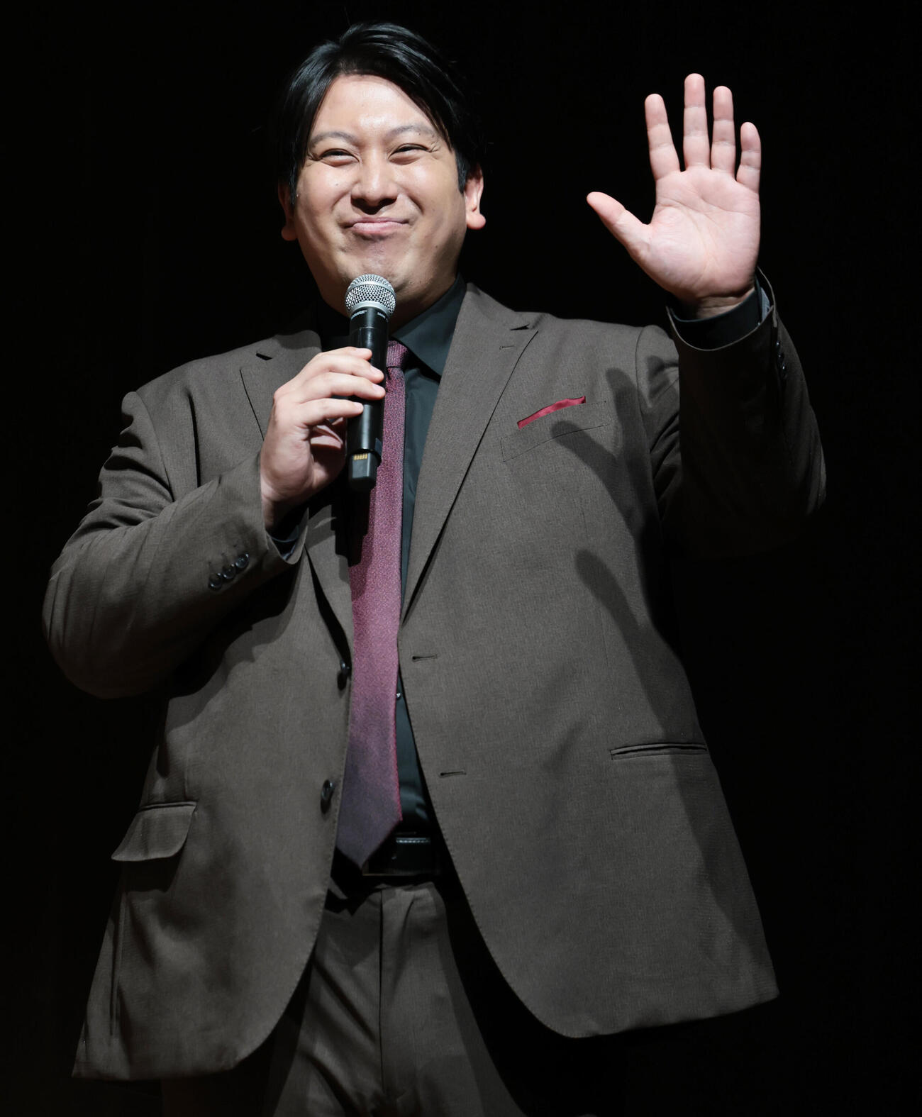 ABCテレビ新ドラマ「マイ・フィクション」制作発表会見に登場したレインボーのジャンボたかお（撮影・野上伸悟）