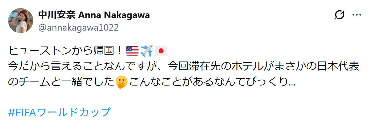 中川安奈のXから
