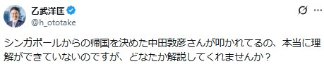 乙武洋匡氏のＸから