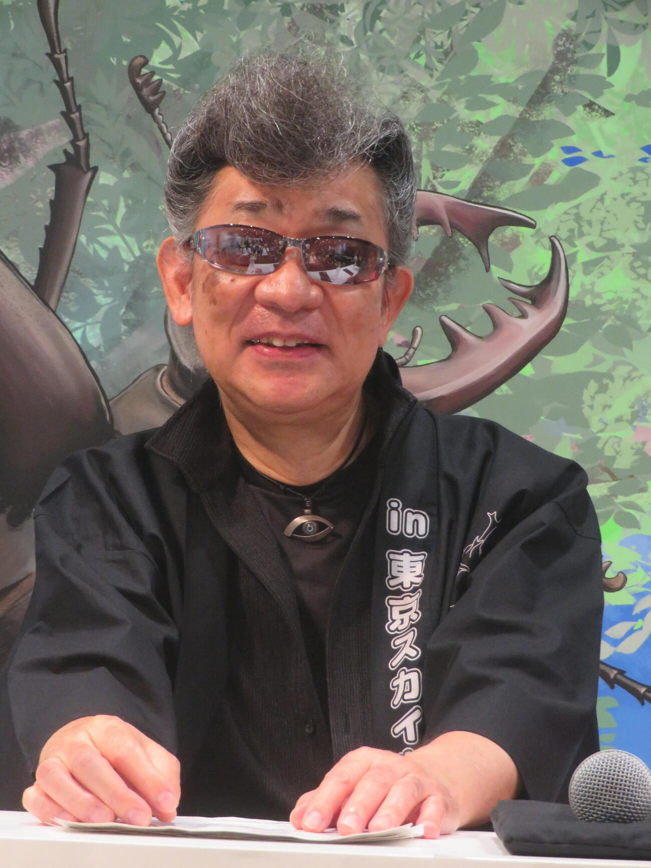 「大昆虫展in東京スカイツリータウン」プレス発表会に出席した五箇公一氏（撮影・川田和博）