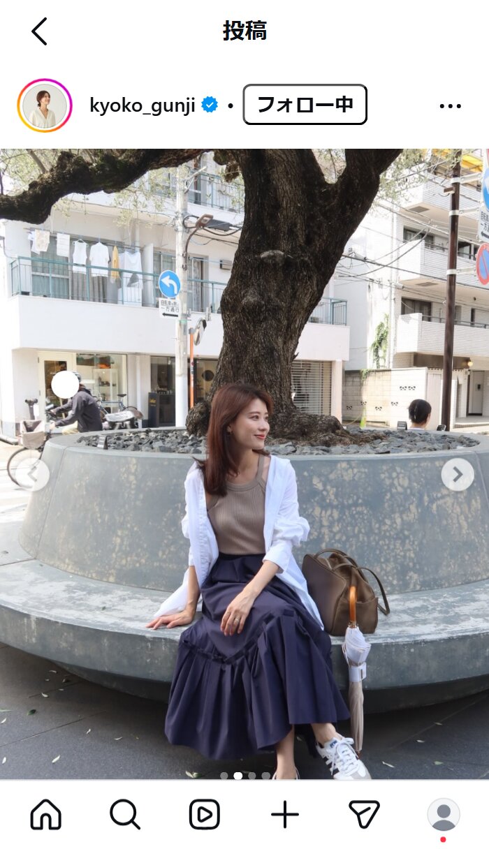 郡司恭子アナのインスタグラムから